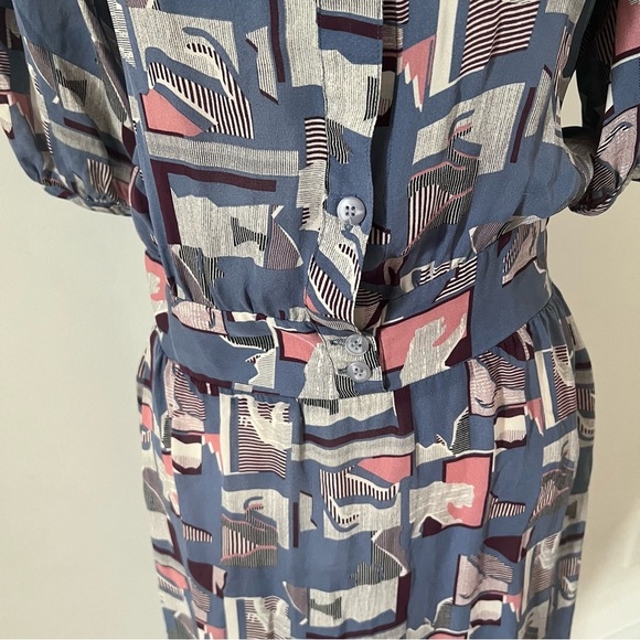 Tucker Retro Geometric Print Silk Dress |Size Small| - Picture 3 of 6